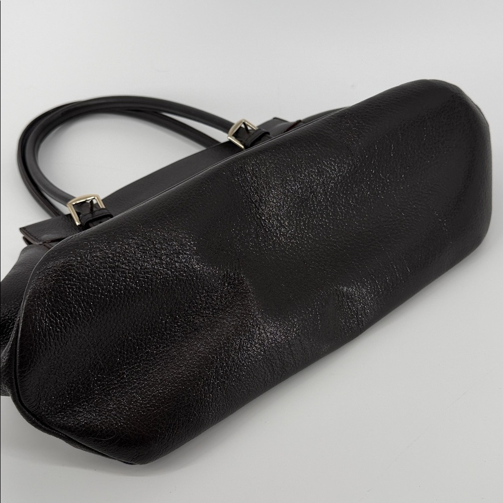 KATE SPADE Dark Chocolate Brown Pebble Leather Shimmer Shoulder Bag - Picture 9 of 13